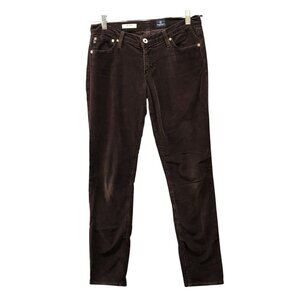 AG Adriano Goldschmied The Stilt Cigarette Leg Corduroy Pants Womens 28R Brown